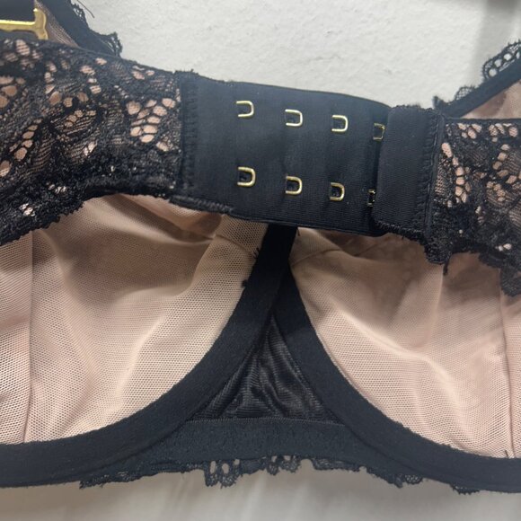 Soma Lace Balconette Bra 32DDD Black Unlined Adjustable Straps Hook Closure - Picture 5 of 6